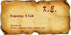 Kaposy Elek névjegykártya