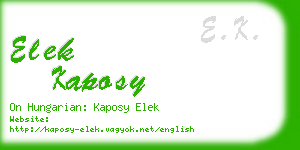 elek kaposy business card